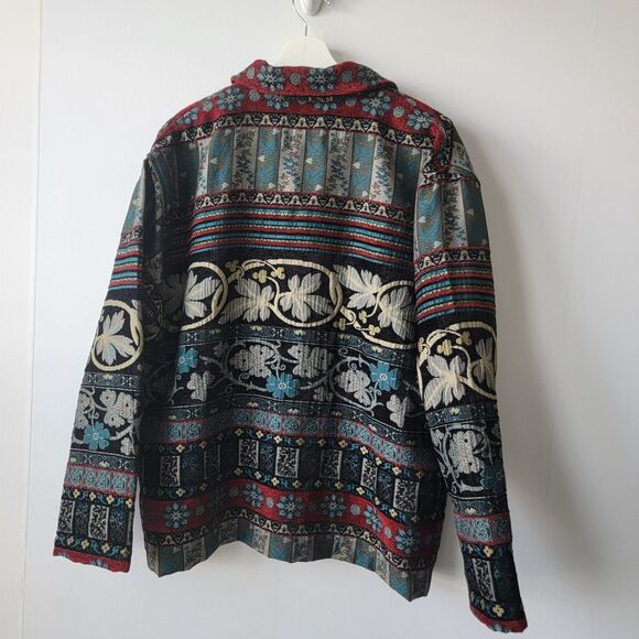 Chico's Design womens Floral Tapestry jacket size L art to wear button front - Picture 2 of 8